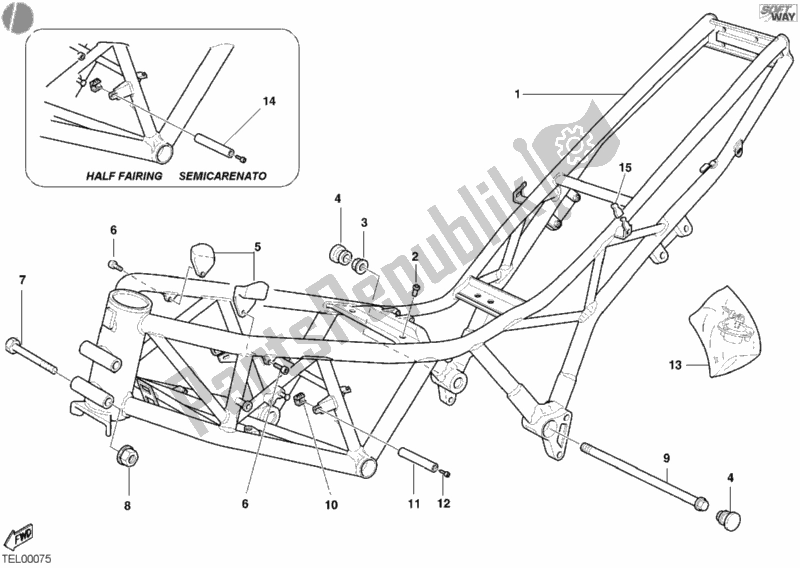 Tutte le parti per il Telaio del Ducati Supersport 750 SS 2002